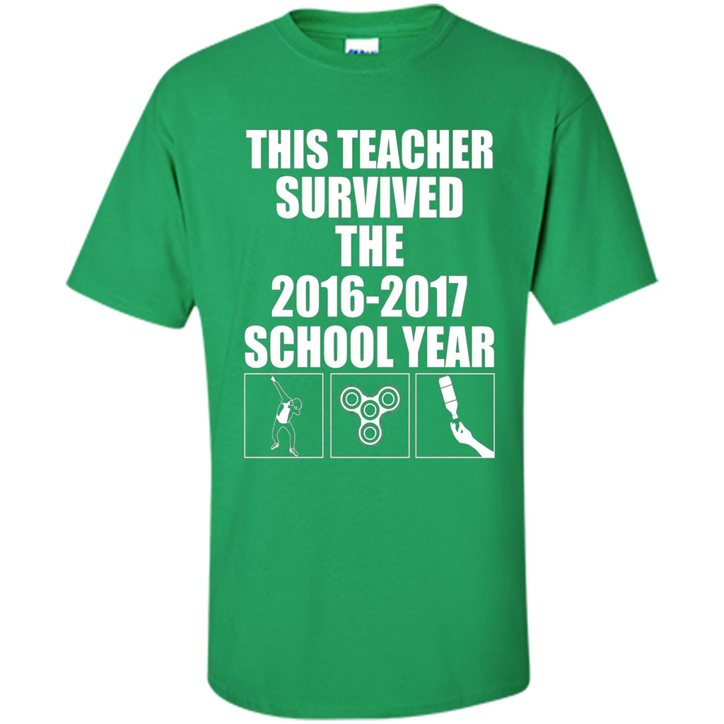 Teacher T-shirt This Teacher Survived The 2016-2017 School Year Irish Green