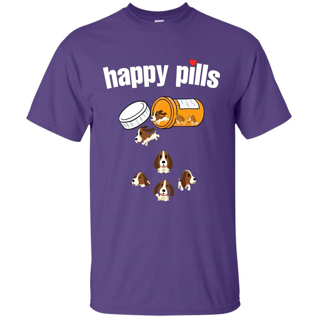Dog Lover T-shirt Happy Pills T-shirt Purple