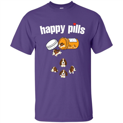 Dog Lover T-shirt Happy Pills T-shirt Purple