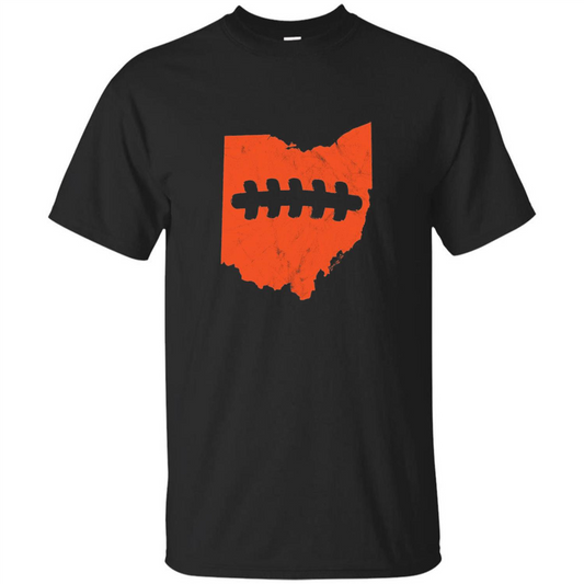 Ohio Outline Football T-shirt Black