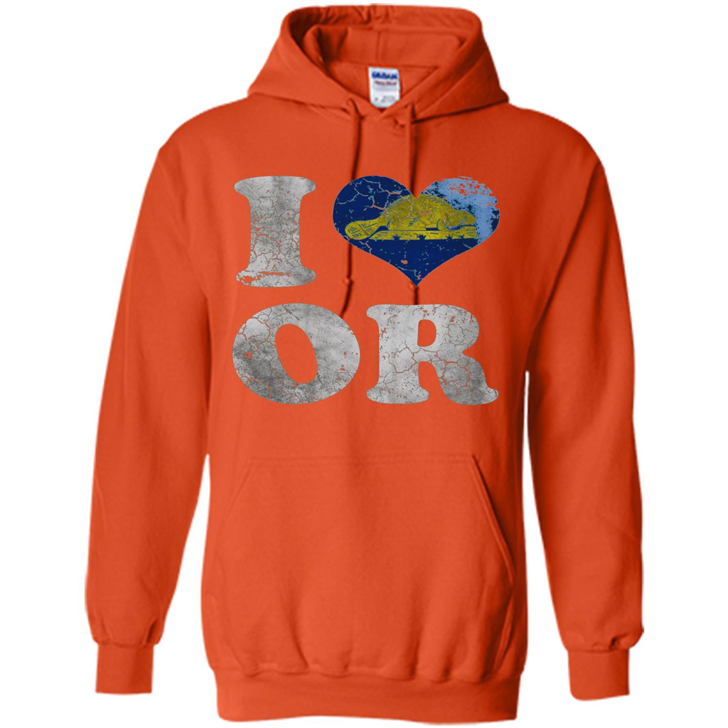 I Love Oregon T-shirt American States T-shirt Orange