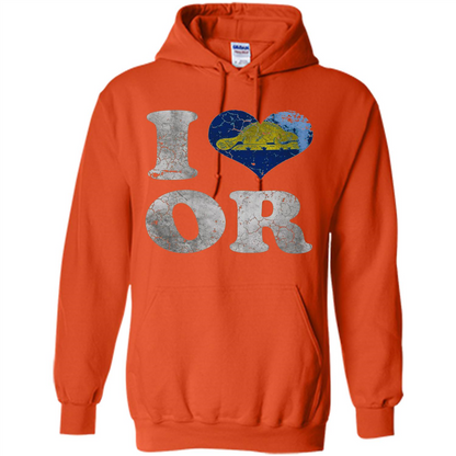 I Love Oregon T-shirt American States T-shirt Orange