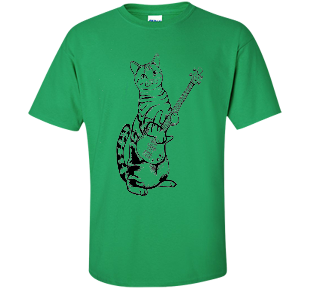 Bassist T-shirt Cat Playing Bass T-shirt Irish Green
