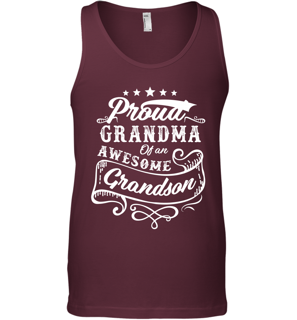 Proud Grandma Of An Awesome Grandson Shirt Tank Top Tank Top Maroon