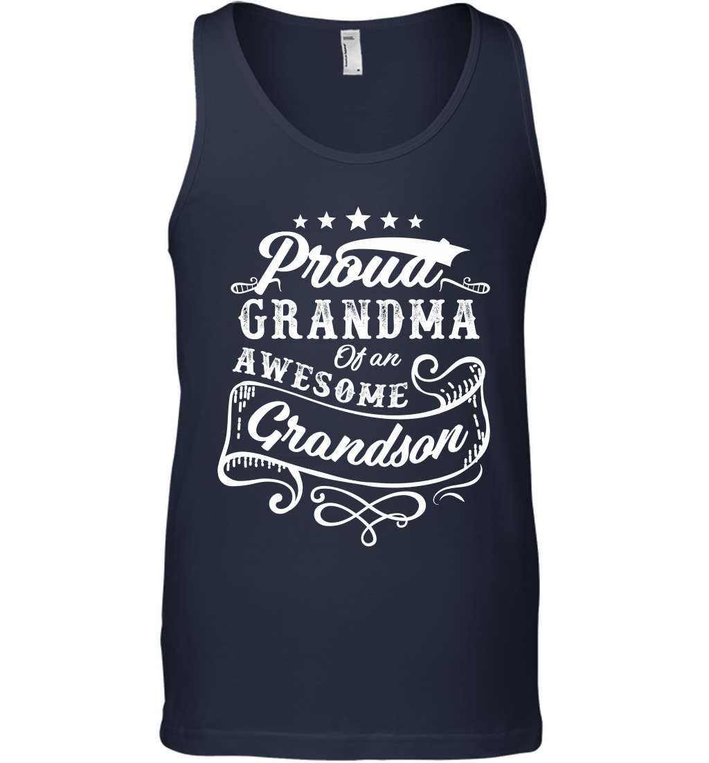 Proud Grandma Of An Awesome Grandson Shirt Tank Top Tank Top Navy