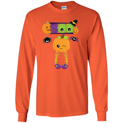 Cute Halloween Boo T-Shirt with Pumpkins-Party T-shirt Orange