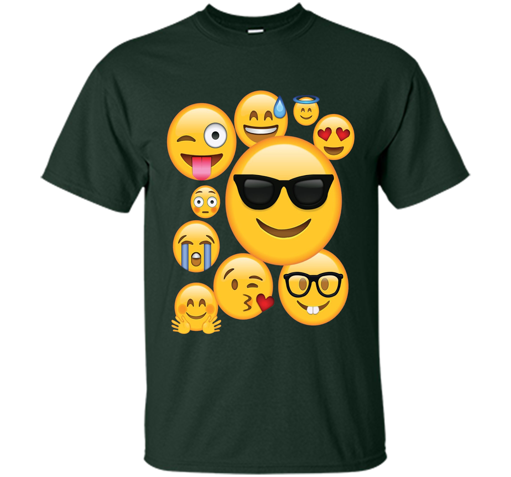 Emoji Pack ComboT-shirt Emoticon Smily Face Tshirt. shirt Forest Green