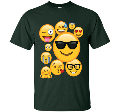 Emoji Pack ComboT-shirt Emoticon Smily Face Tshirt. shirt Forest Green
