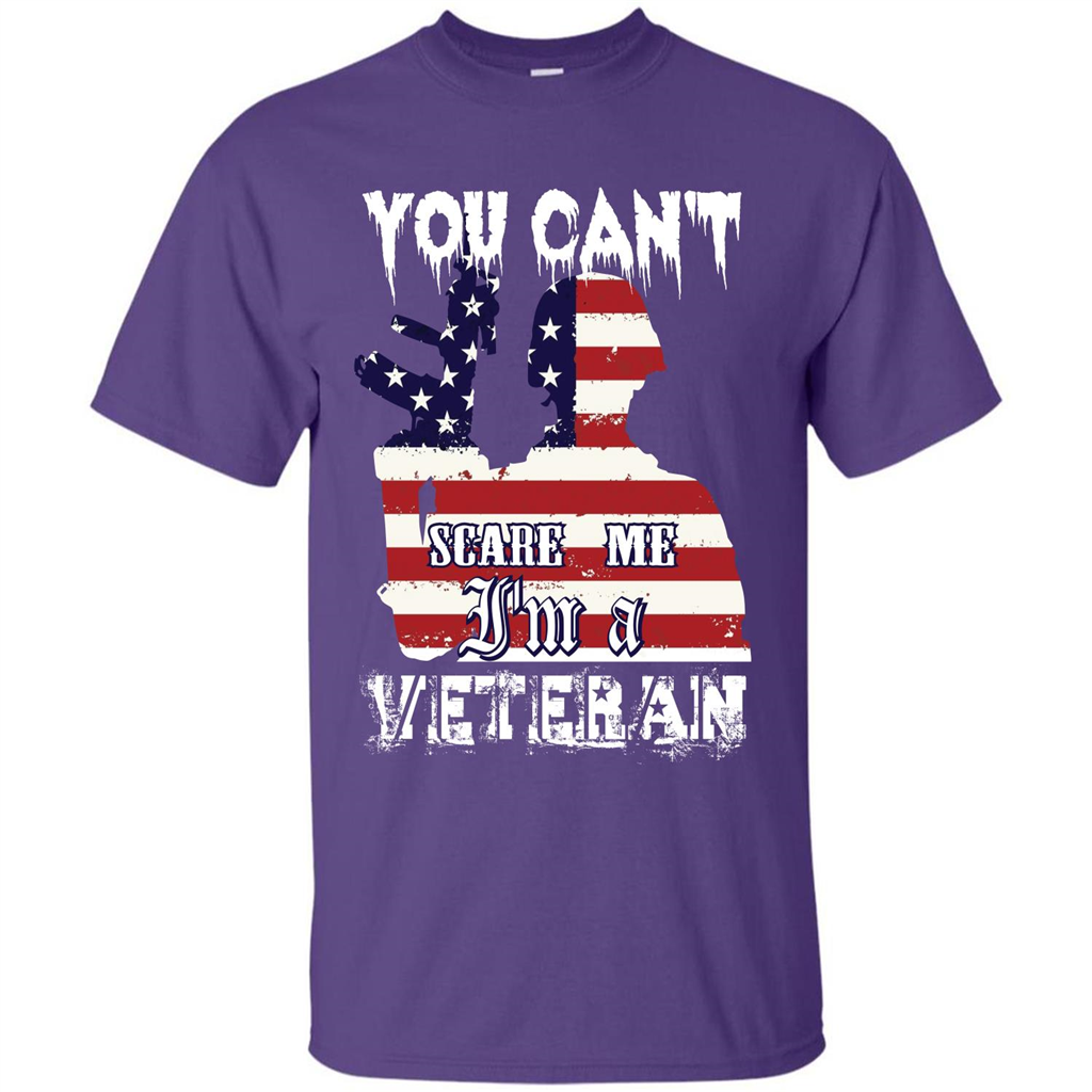 Military T-shirt You Can't Scare Me I'm A Veteran Purple
