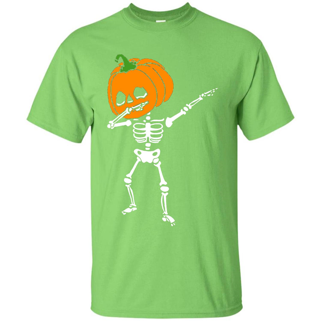 Halloween T-shirt Dabbing Skeleton T-shirt Lime