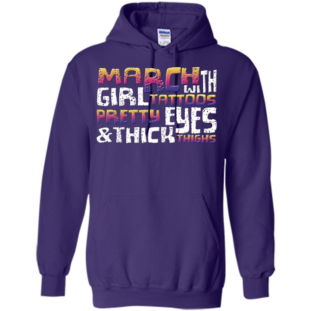 March Girl T-shirt With Tattoos Pretty Eyes and Thick Thighs Purple