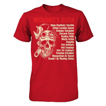 Mechanic's Brain - Sleep Anywhere Function, Coffee Location Sensor, Complex Calculator Gildan - Short Sleeve Tee Red