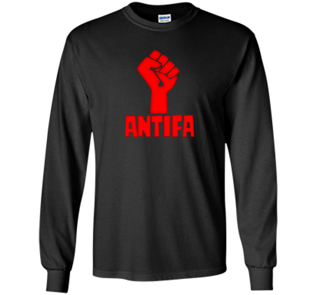 AntiFa Fist On Black T-shirt Black
