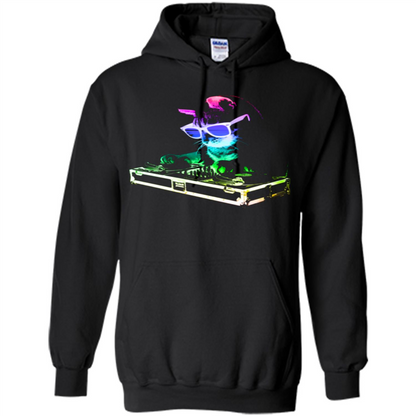 Cat Lover T-shirt House Cat Rainbow DJ Kitty Black