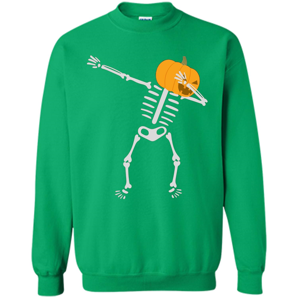 Dabbing Skeleton T-shirt Pumpkin Funny Halloween T-shirt Irish Green