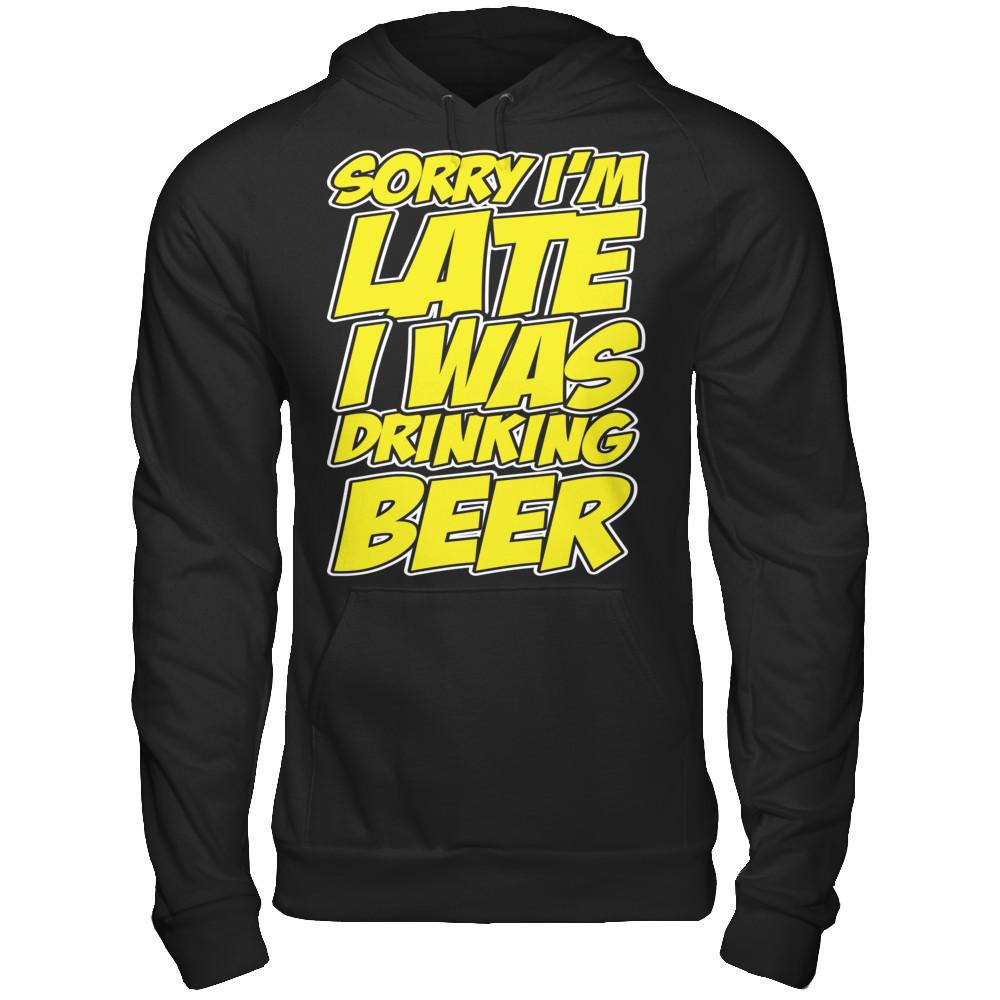 Sorry I'm Late, I Was Drinking Beer Gildan - Pullover Hoodie Black