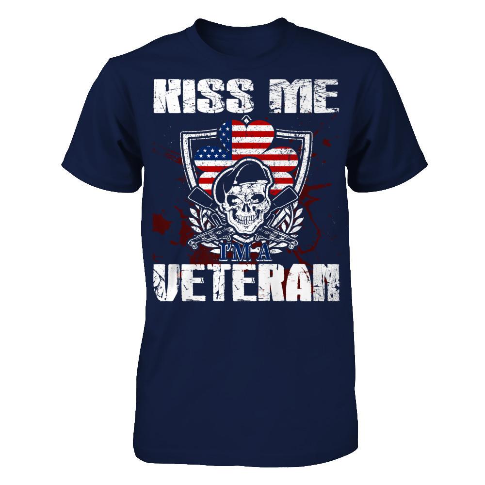 Kiss Me I'm A Veteran T-shirt Gildan - Short Sleeve Tee Navy