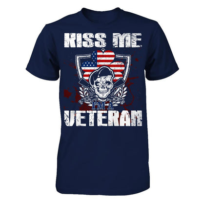 Kiss Me I'm A Veteran T-shirt Gildan - Short Sleeve Tee Navy