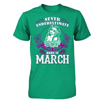 Never Underestimate A Black Woman Born In March Gildan - Short Sleeve Tee Kelly Green