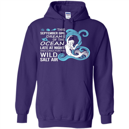 This September Girl Dreams Of The Ocean Late At Night T-shirt Purple