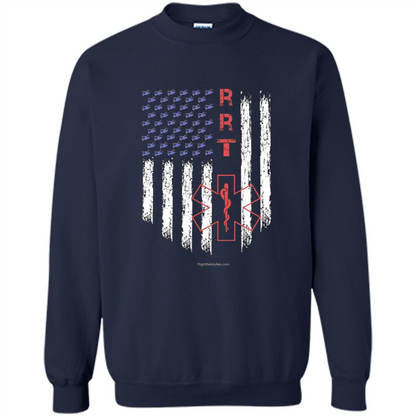 RRT - Respiratory Therapist American Flag T-shirt Navy