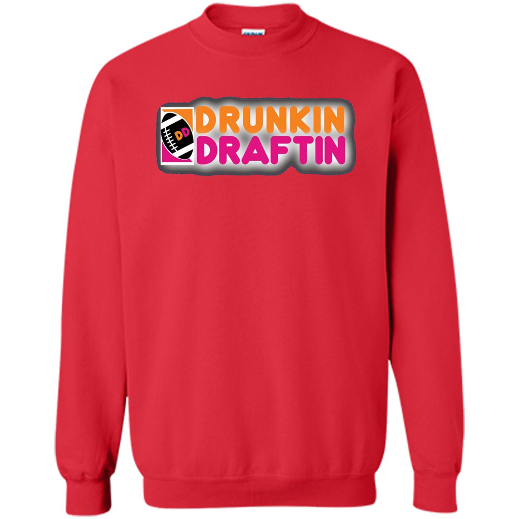 Drunkin' Draftin' T-shirt Funny Fantasy Football Draft T-shirt Red