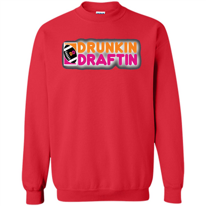 Drunkin' Draftin' T-shirt Funny Fantasy Football Draft T-shirt Red