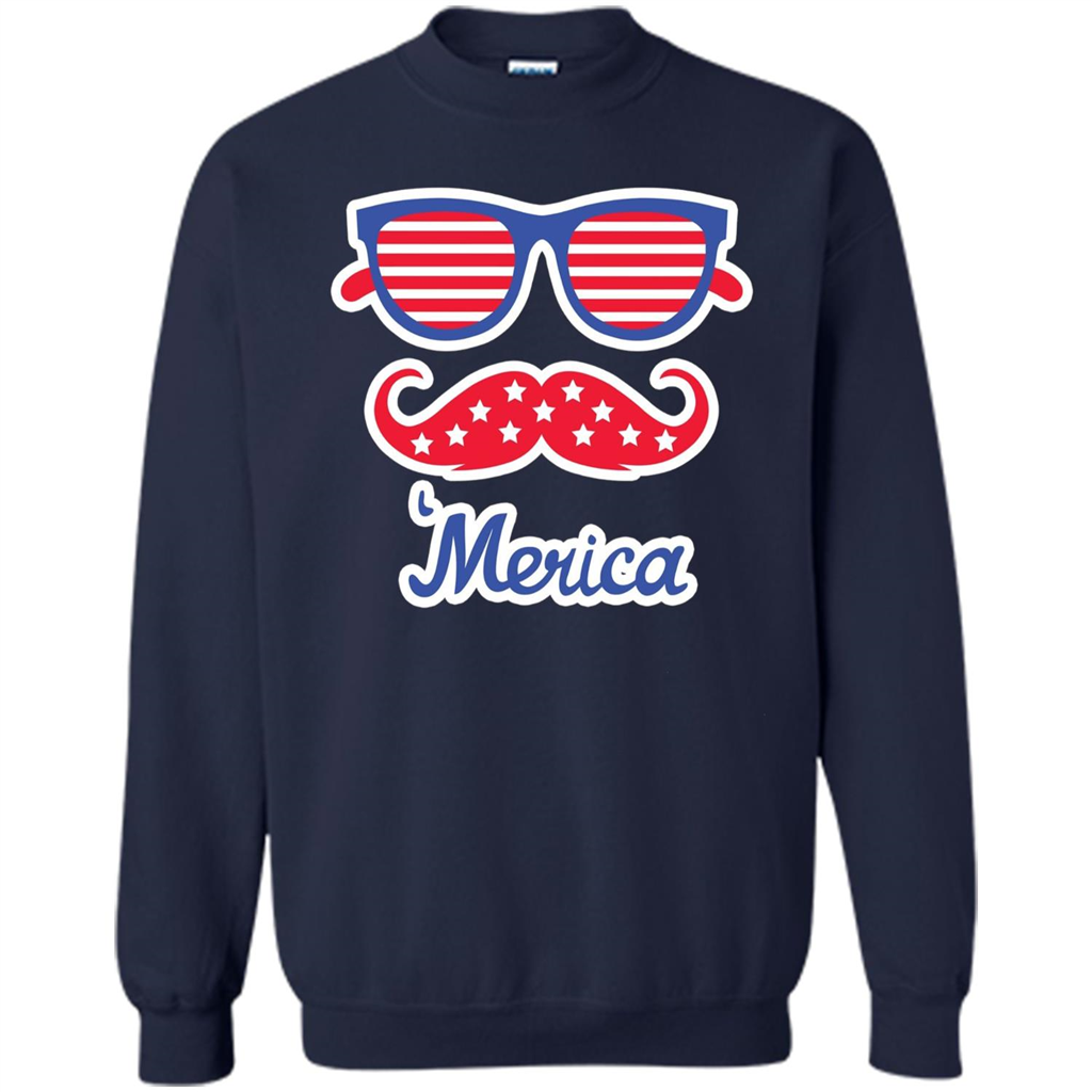 Merica Sunglasses Shirt Stars Stripes July 4th T-shirt Navy