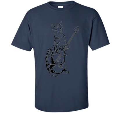 Bassist T-shirt Cat Playing Bass T-shirt Navy