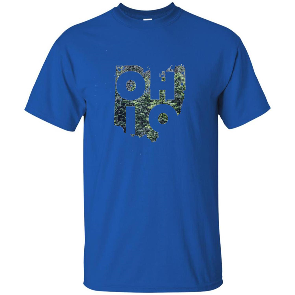 State Of Ohio T-Shirt Distressed with Trees Royal