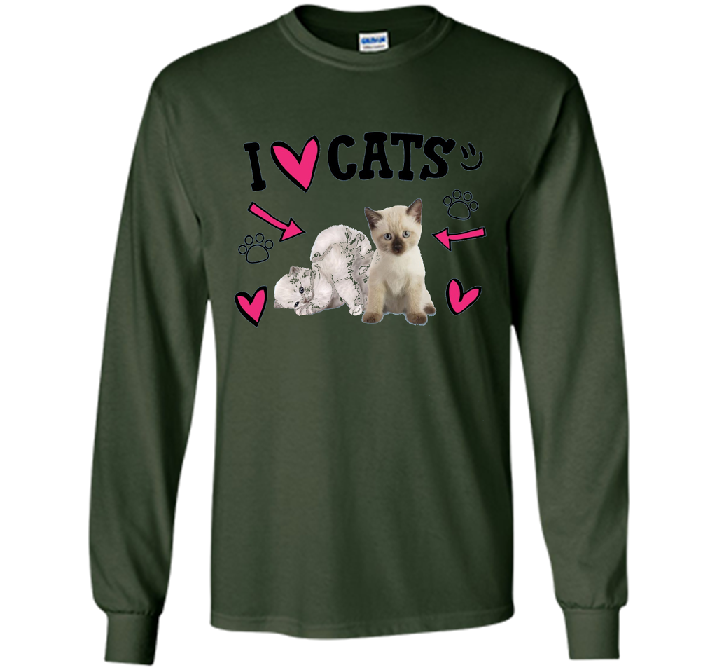 I Love Cats Cute Shirt shirt Forest Green