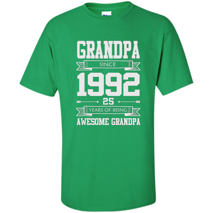 Grandpa Since 1992 - 25 Years Of Being Awesome Grandpa T-Shirt Irish Green