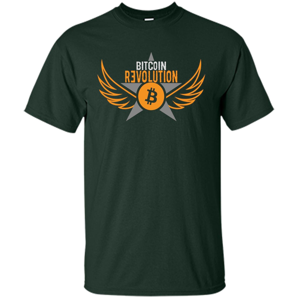 Bitcoin T-shirt Cool Cryptocurrency Revolution BTC Logo T-shirt Forest Green