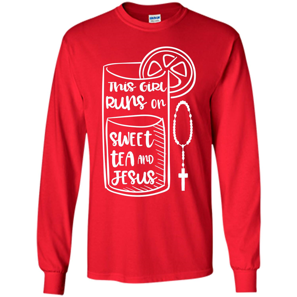 Christian T-shirt This Girl Runs on Sweet Tea and Jesus T-shirt Red