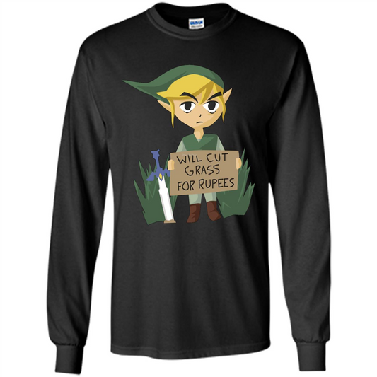 Video Games T-shirt Will Cut Grass For Rupees T-shirt Black