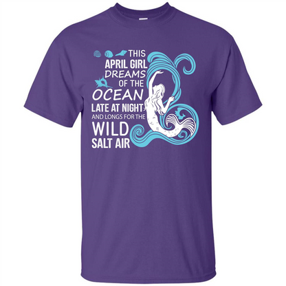 This April Girl Dreams Of The Ocean Late At Night T-shirt Purple