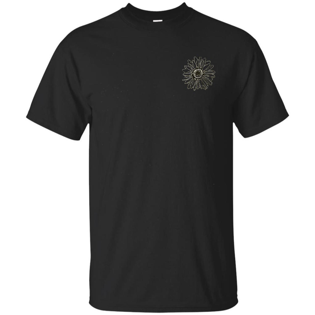 Daisy Flower Sketch Art T-shirt Black