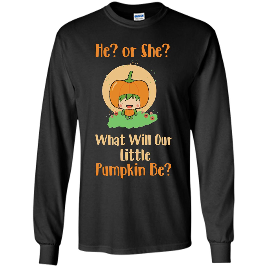 Halloween T-shirt What Will Our Little Pumpkin Be T-shirt Orange