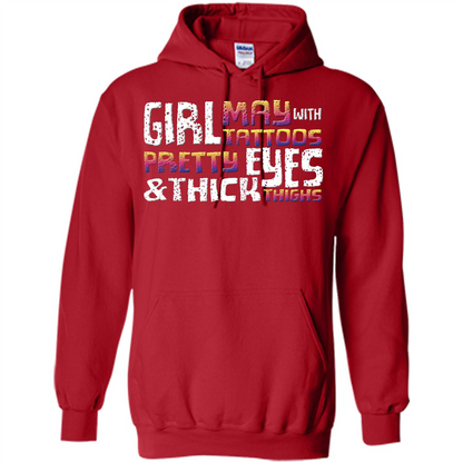 May Girl T-shirt With Tattoos Pretty Eyes and Thick Thighs Red