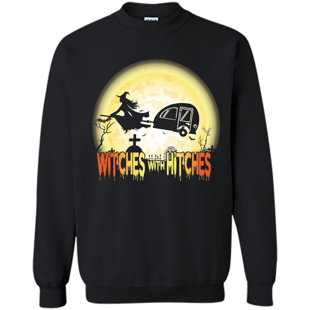Witches With Hitches Camping Funny T-shirt Halloween T-shirt Black