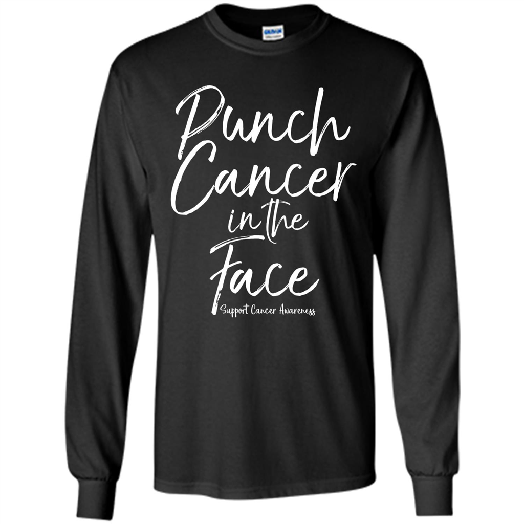 Punch Cancer in the Face Support Cancer Awareness T-shirt Black