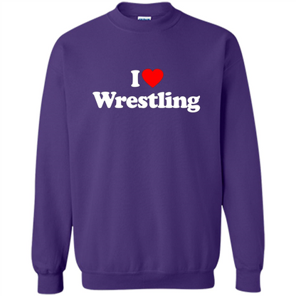 I Love Wrestling T-shirt Purple