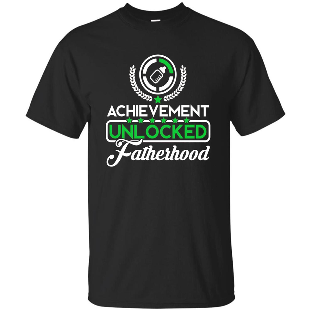 First Father's Day T-shirt Achievement Unlocked Fatherhood Black