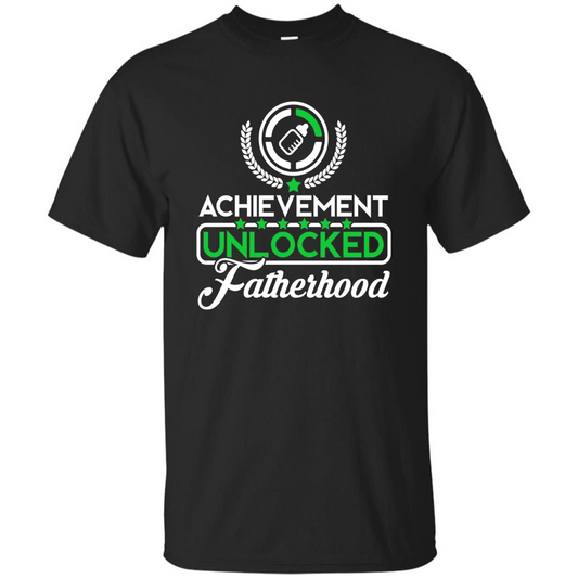 First Father's Day T-shirt Achievement Unlocked Fatherhood Black