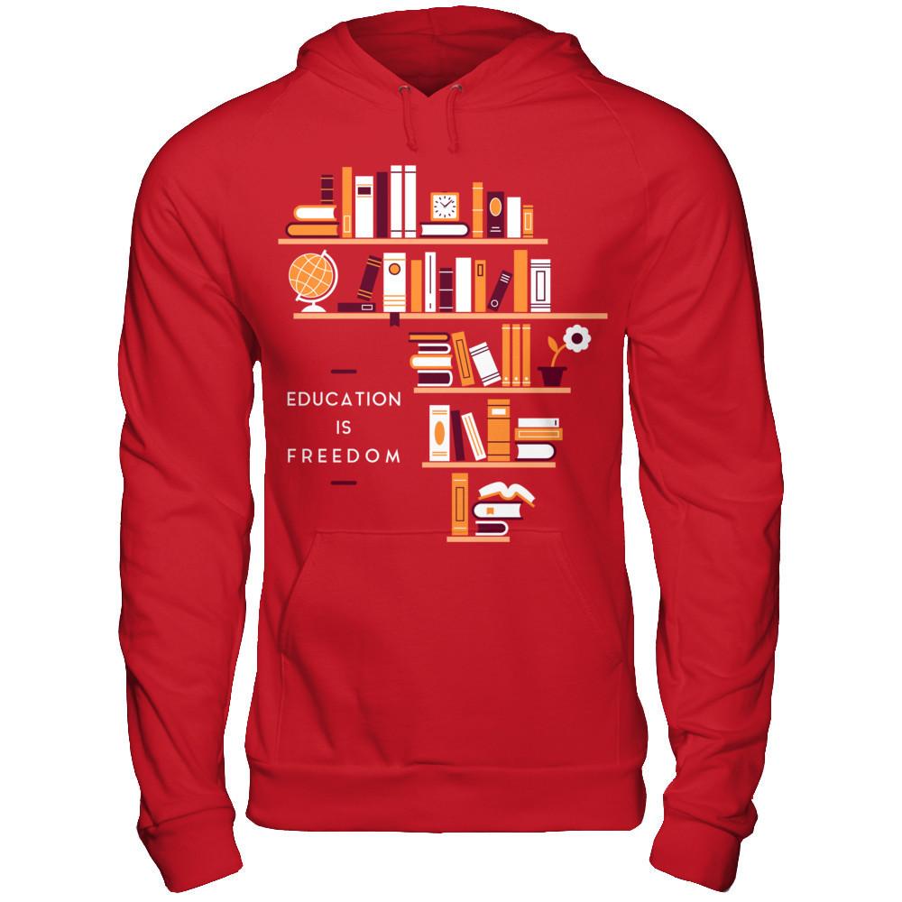 Education Is Freedom T-shirt Gildan - Pullover Hoodie Red