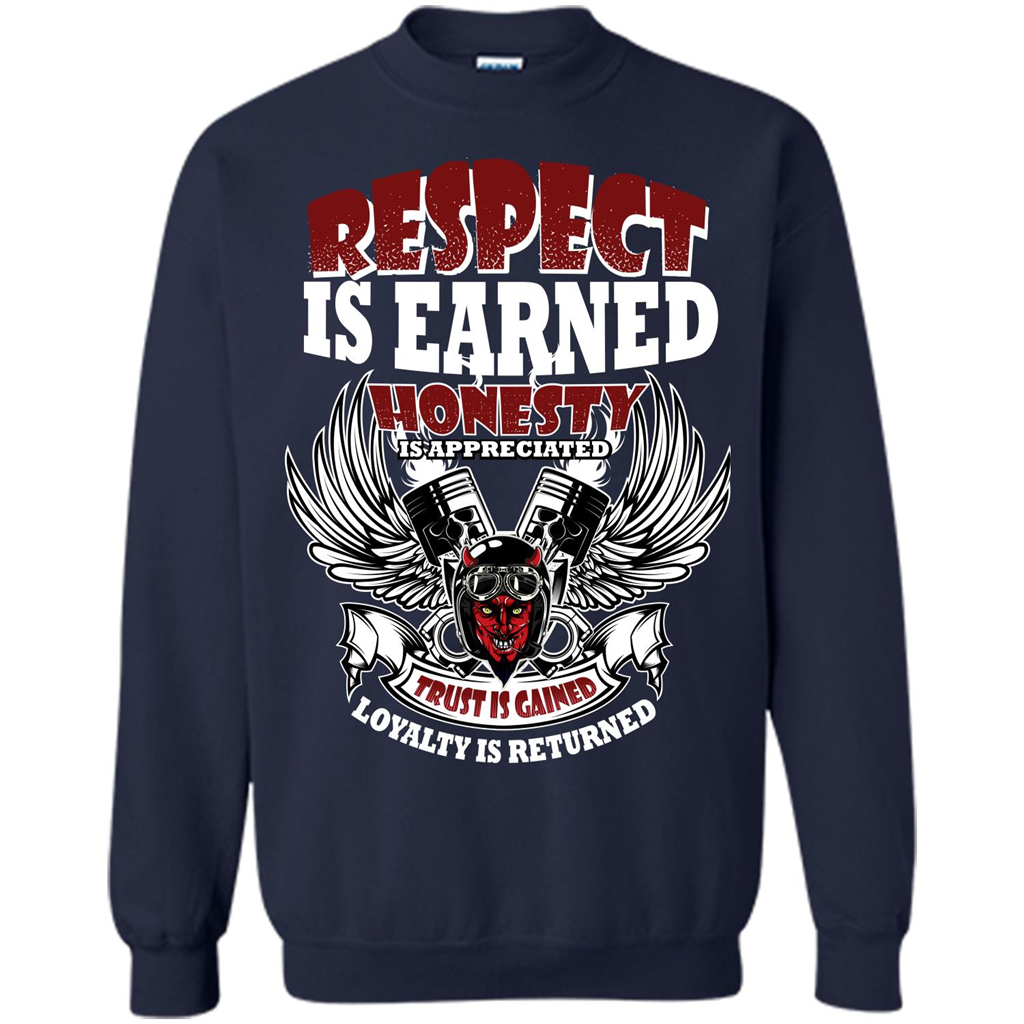 Motor T-shirt Trust Is Gained Loyalty Is Returned Navy