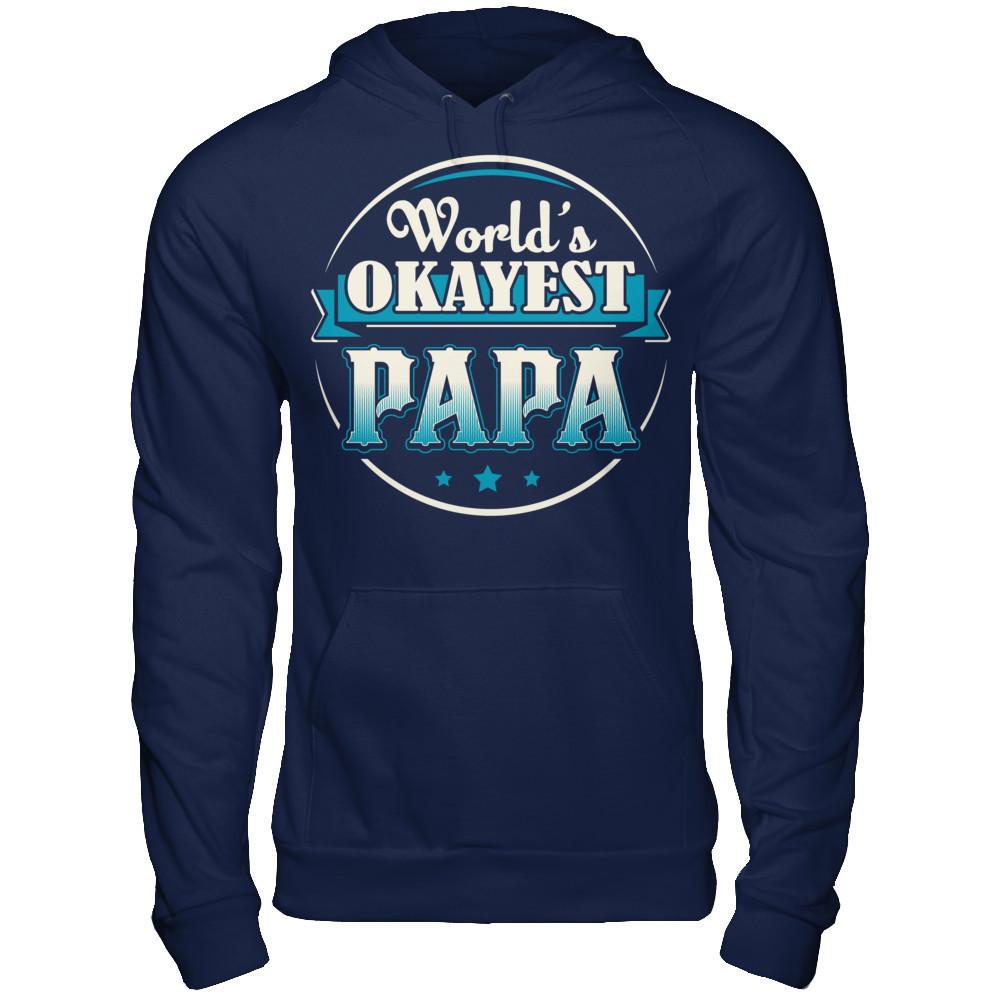World's Okayest Papa Gildan - Pullover Hoodie Navy