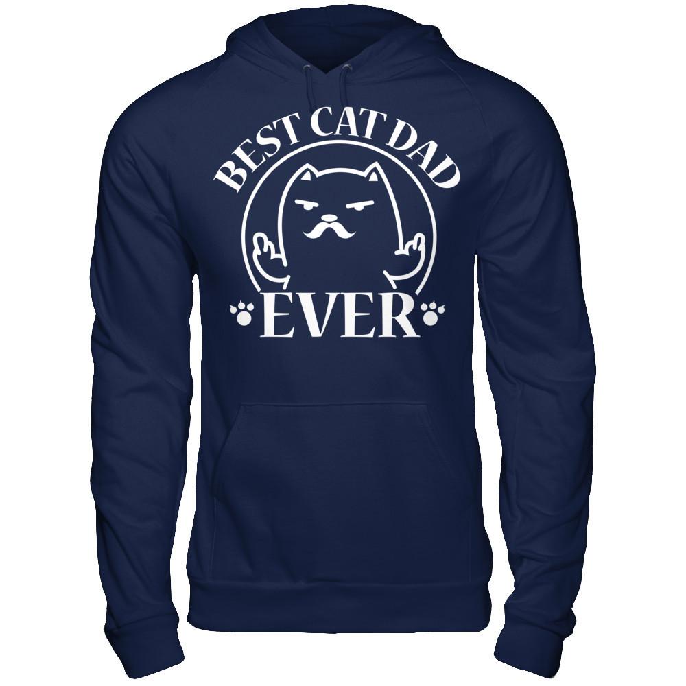 Best Cat Dad Ever T-shirt Gildan - Pullover Hoodie Navy