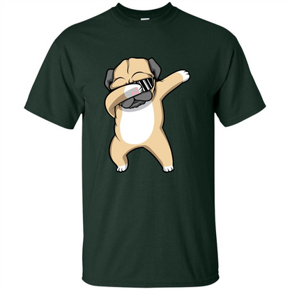 Dabbing Pug T-shirt Funny Cute Dog Dab Dance T-Shirt Forest Green