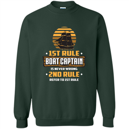 Funny Boat Captain Rules T-shirt Boat Captain Is Never Wrong Forest Green
